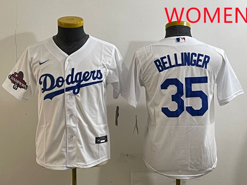 Women Los Angeles Dodgers 35 Bellinger White Game 2025 Nike MLB Jersey style 6